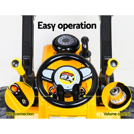Rigo Kids Electric Ride On Car Bulldozer Digger Loader Remote 6V Yellow.