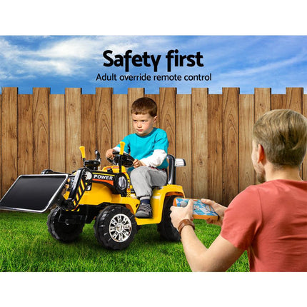 Rigo Kids Electric Ride On Car Bulldozer Digger Loader Remote 6V Yellow.