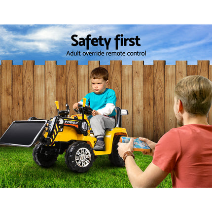 Rigo Kids Electric Ride On Car Bulldozer Digger Loader Remote 6V Yellow.