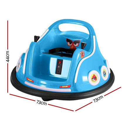 Kids Ride On Car Bumper Electric Toys Cars Light Remote Angry Birds Sticker Blue.