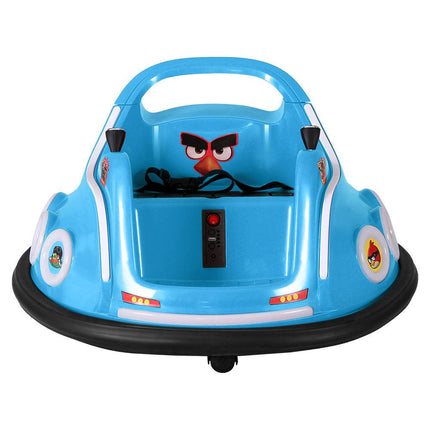Kids Ride On Car Bumper Electric Toys Cars Light Remote Angry Birds Sticker Blue.