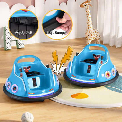 Kids Ride On Car Bumper Electric Toys Cars Light Remote Angry Birds Sticker Blue.