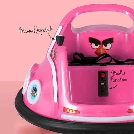 Kids Ride On Car Bumper Electric Ride On Cars Light Remote Angry Birds Sticker Pink.