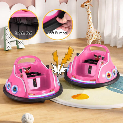 Kids Ride On Car Bumper Electric Ride On Cars Light Remote Angry Birds Sticker Pink.
