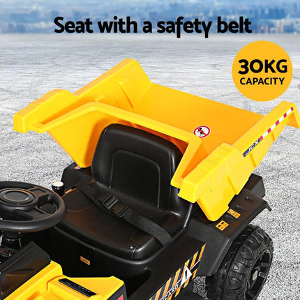 Rigo Kids Electric Ride On Car Dumptruck Loader Toy Cars 12V Yellow.