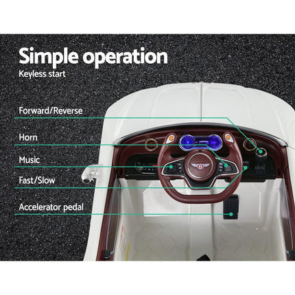 Kids Electric Ride On Car Bentley Licensed EXP12 Toy Cars Remote 12V White.