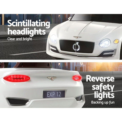 Kids Electric Ride On Car Bentley Licensed EXP12 Toy Cars Remote 12V White.