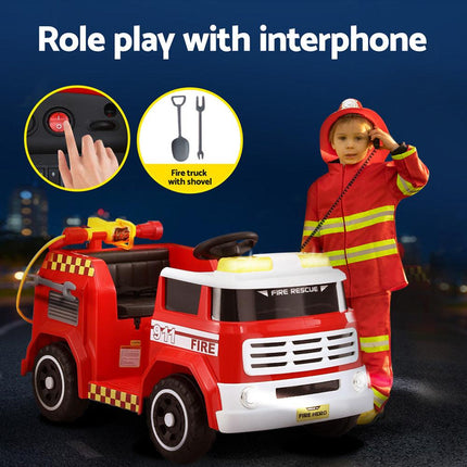 Rigo Kids Ride On Car Electric Fire Engine Fighting Truck with Water Gun Music.