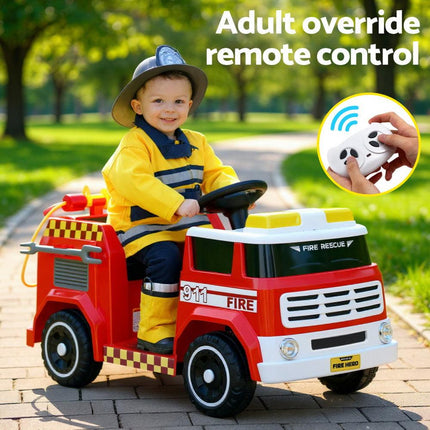 Rigo Kids Ride On Car Electric Fire Engine Fighting Truck with Water Gun Music.
