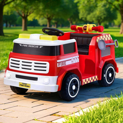 Rigo Kids Ride On Car Electric Fire Engine Fighting Truck with Water Gun Music.