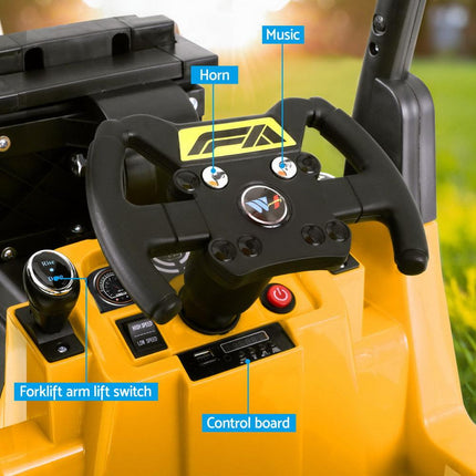 Rigo Kids Electric Ride On Car Forklift Loader Toys Cars Horn Remote 12V Yellow.