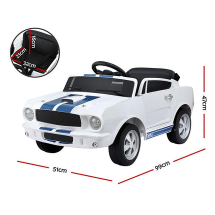 Kids Electric Ride On Car Licensed GT350 Outdoor Toys Cars Music Remote White.