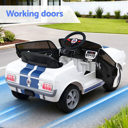 Kids Electric Ride On Car Licensed GT350 Outdoor Toys Cars Music Remote White.