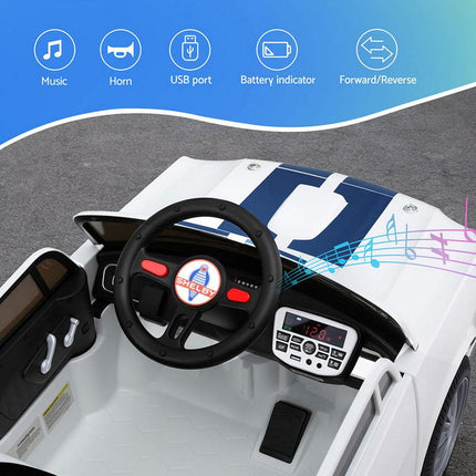 Kids Electric Ride On Car Licensed GT350 Outdoor Toys Cars Music Remote White.