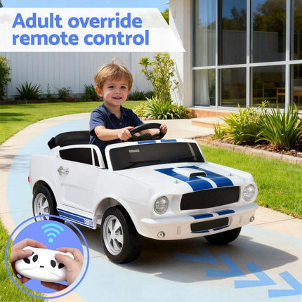 Kids Electric Ride On Car Licensed GT350 Outdoor Toys Cars Music Remote White.