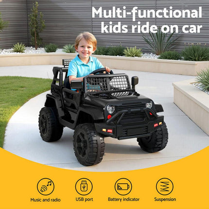 Rigo Kids Electric Ride On Car Jeep Toy Cars Remote 12V Black.