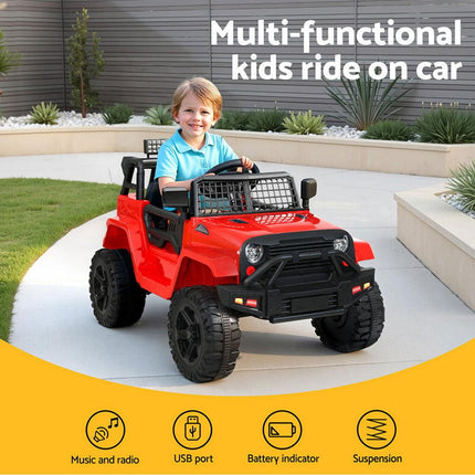 Rigo Kids Electric Ride On Car Jeep Toy Cars Remote 12V Red.