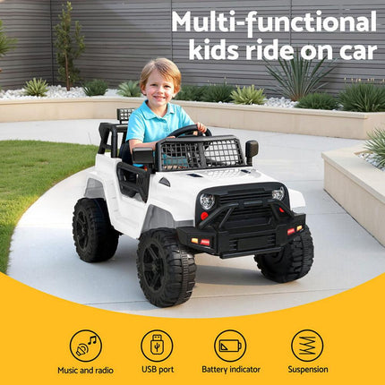 Rigo Kids Electric Ride On Car Jeep Toy Cars Remote 12V White.
