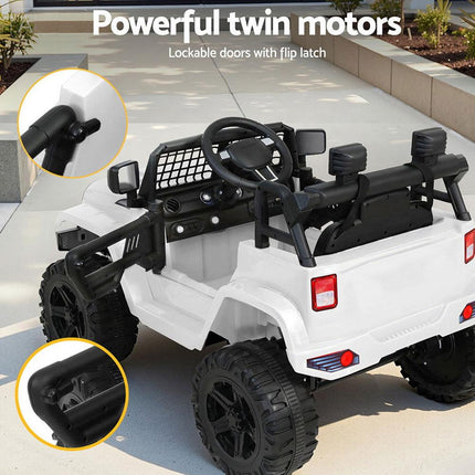 Rigo Kids Electric Ride On Car Jeep Toy Cars Remote 12V White.