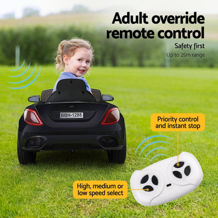 Rigo Kids Electric Ride On Car Toys Cars Horn Music Remote Control 12V Black.