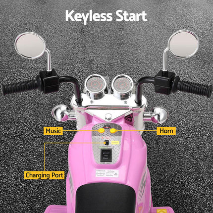 Rigo Kids Ride On Car Motorcycle Motorbike Electric Toys Horn Music 6V Pink.
