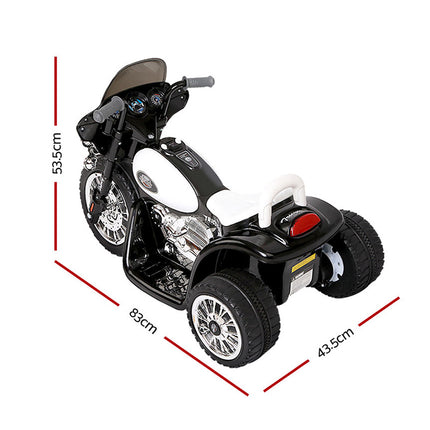 Rigo Kids Electric Ride On Patrol Police Car Harley-Inspired 6V Black.