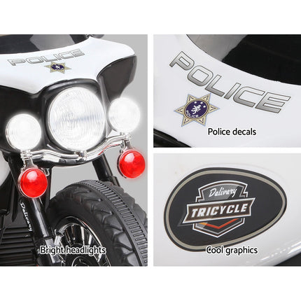 Rigo Kids Electric Ride On Patrol Police Car Harley-Inspired 6V Black.