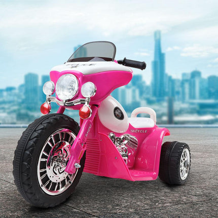 Rigo Kids Electric Ride On Patrol Police Car Harley-Inspired 6V Pink.