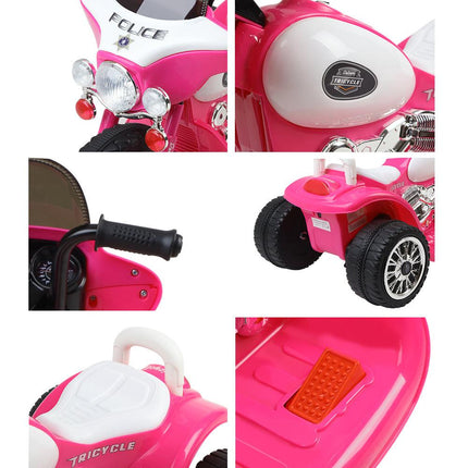 Rigo Kids Electric Ride On Patrol Police Car Harley-Inspired 6V Pink.