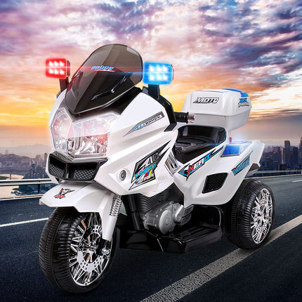 Rigo Kids Electric Ride On Patrol Police Car BMW-Inspired S1K 6V Battery White.