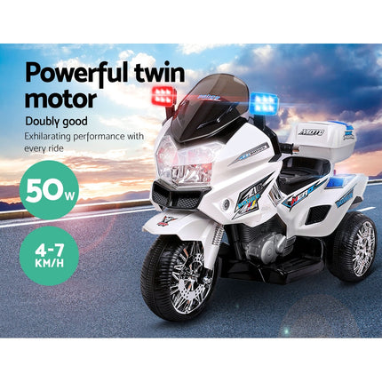 Rigo Kids Electric Ride On Patrol Police Car BMW-Inspired S1K 6V Battery White.