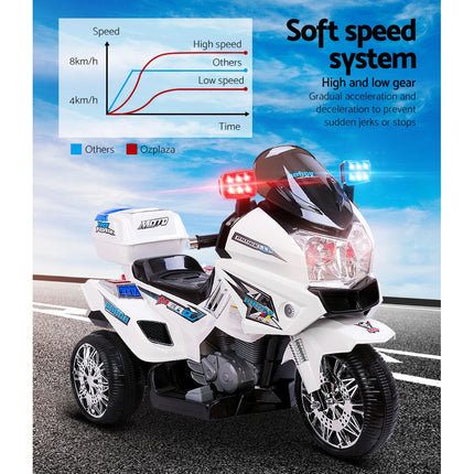 Rigo Kids Electric Ride On Patrol Police Car BMW-Inspired S1K 6V Battery White.