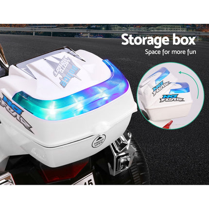 Rigo Kids Electric Ride On Patrol Police Car BMW-Inspired S1K 6V Battery White.