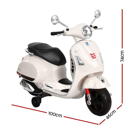 Kids Electric Ride On Car Motorcycle Motorbike Vespa Licensed GTS White.