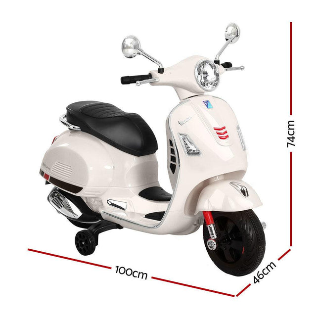 Kids Electric Ride On Car Motorcycle Motorbike Vespa Licensed GTS White.
