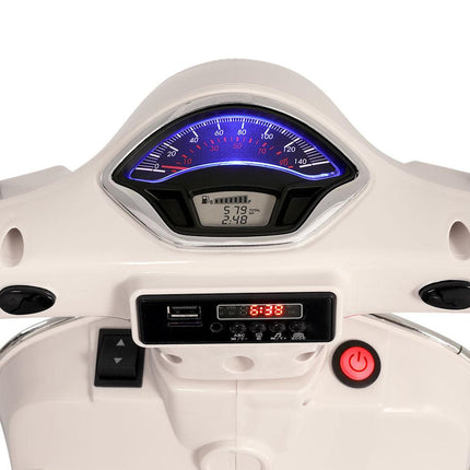 Kids Electric Ride On Car Motorcycle Motorbike Vespa Licensed GTS White.
