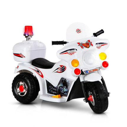 Rigo Kids Electric Ride On Police Motorcycle Motorbike 6V Battery White.