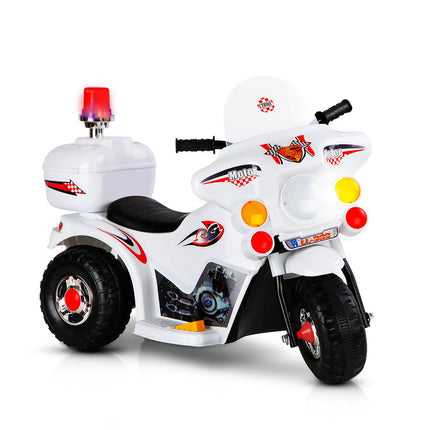 Rigo Kids Electric Ride On Police Motorcycle Motorbike 6V Battery White.