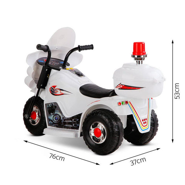 Rigo Kids Electric Ride On Police Motorcycle Motorbike 6V Battery White.