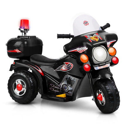 Rigo Kids Electric Ride On Police Motorcycle Motorbike 6V Battery Black.