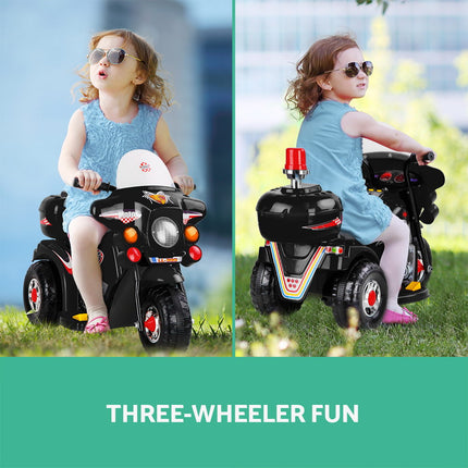 Rigo Kids Electric Ride On Police Motorcycle Motorbike 6V Battery Black.