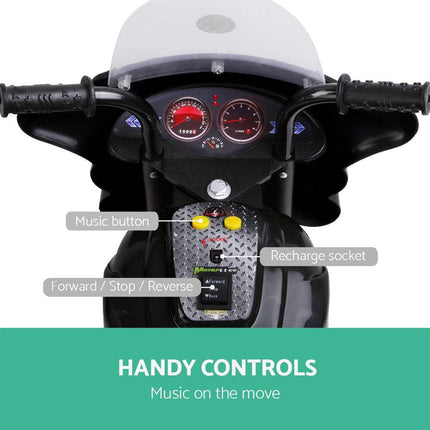 Rigo Kids Electric Ride On Police Motorcycle Motorbike 6V Battery Black.