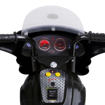 Rigo Kids Electric Ride On Police Motorcycle Motorbike 6V Battery Black.
