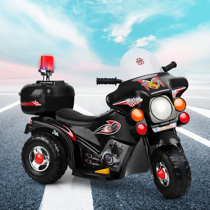 Rigo Kids Electric Ride On Police Motorcycle Motorbike 6V Battery Black.