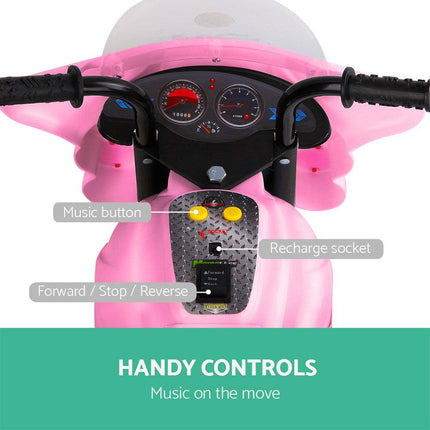 Rigo Kids Electric Ride On Police Motorcycle Motorbike 6V Battery Pink.