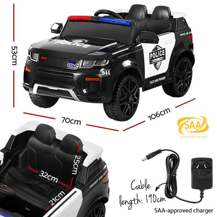 Electric Ride On Car Rigo Kids Patrol Police Ride On Cars Horn Music Remote Black.