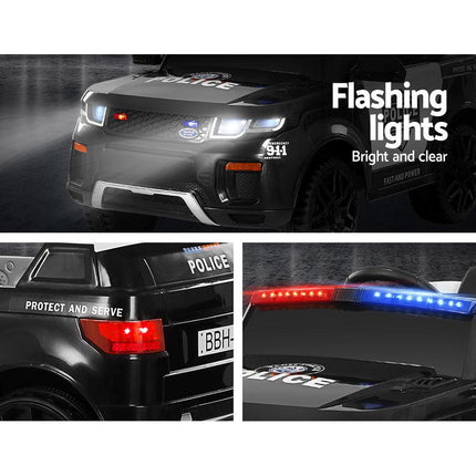 Electric Ride On Car Rigo Kids Patrol Police Ride On Cars Horn Music Remote Black.
