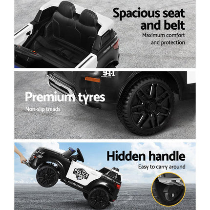 Electric Ride On Car Rigo Kids Patrol Police Ride On Cars Horn Music Remote Black.