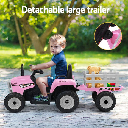 Rigo Kids Electric Ride On Car Tractor Toy Cars 12V Pink.