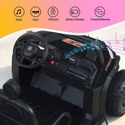Rigo Kids Ride On Car Electric Toys Cars Headlight Music Remote Control Black.